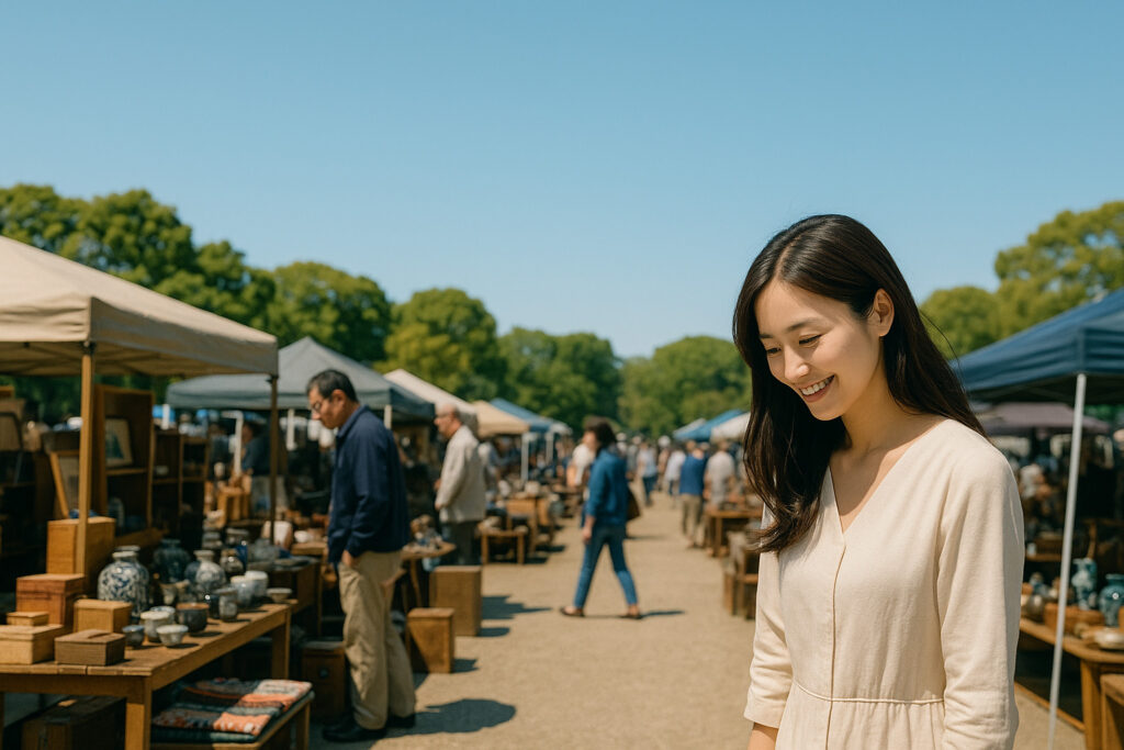 蚤の市と女性