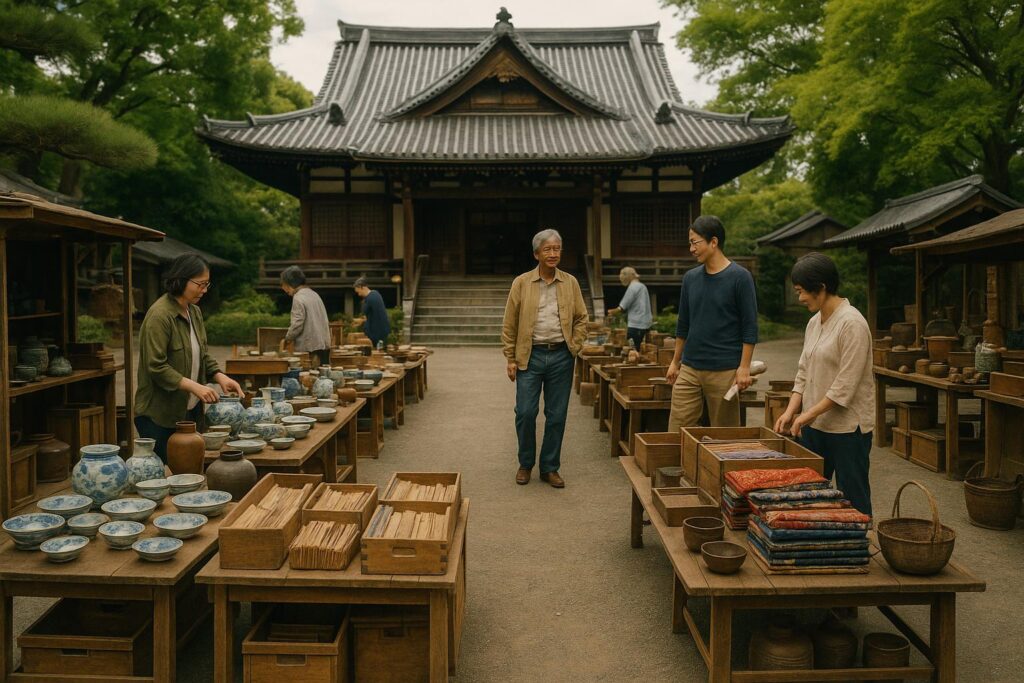 お寺で開催骨董市
