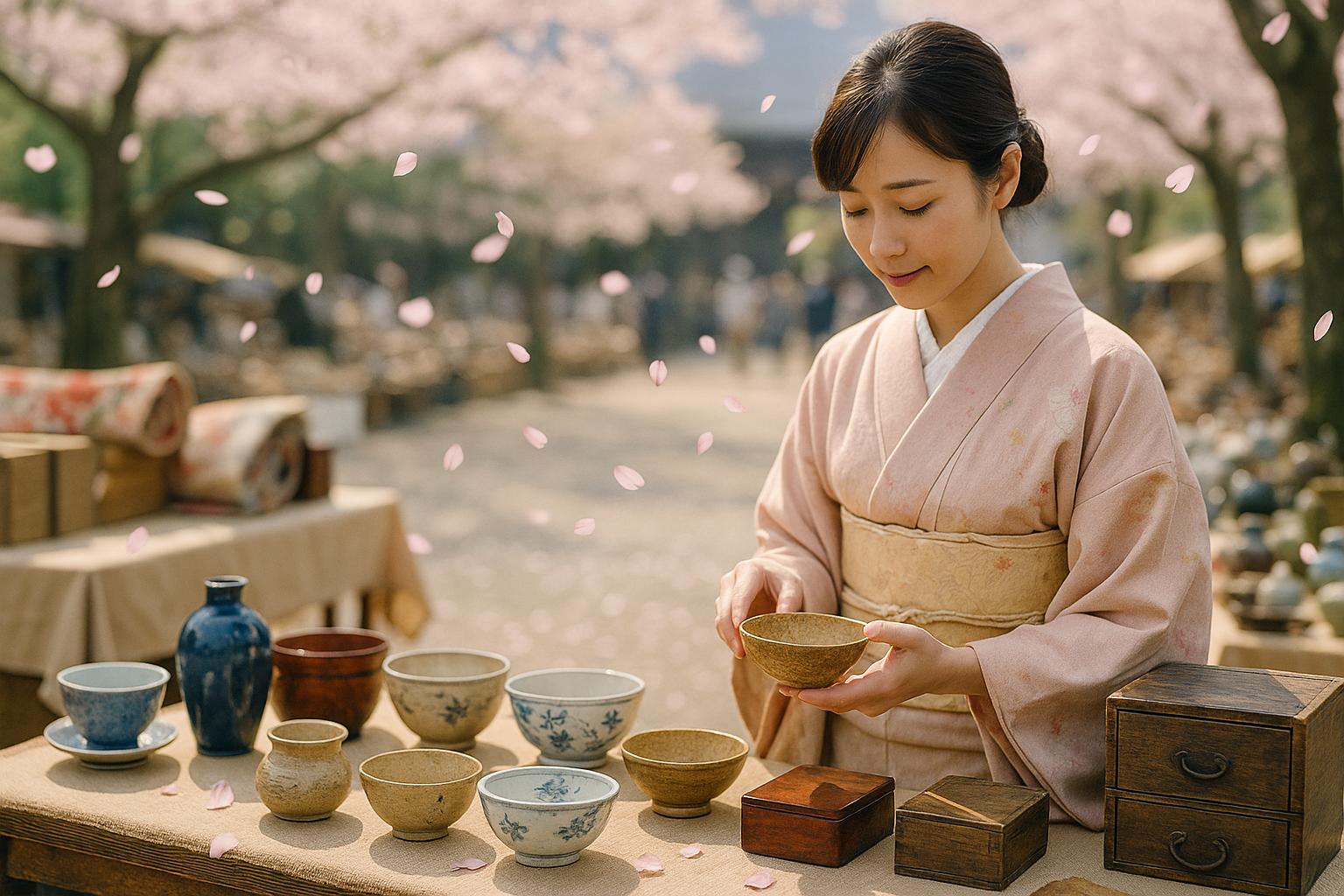 骨董市桜の季節