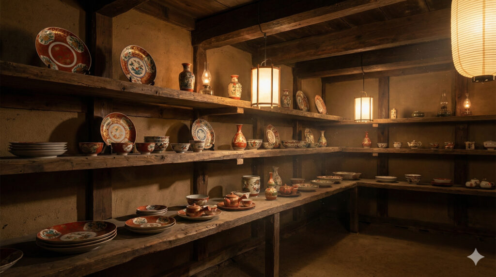 蔵の中の九谷焼