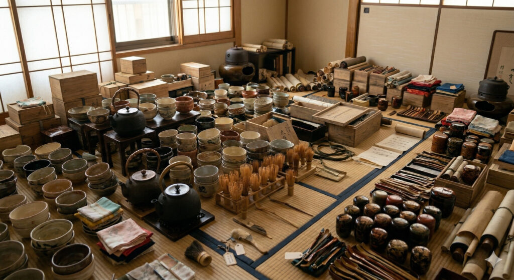 多数の茶道具