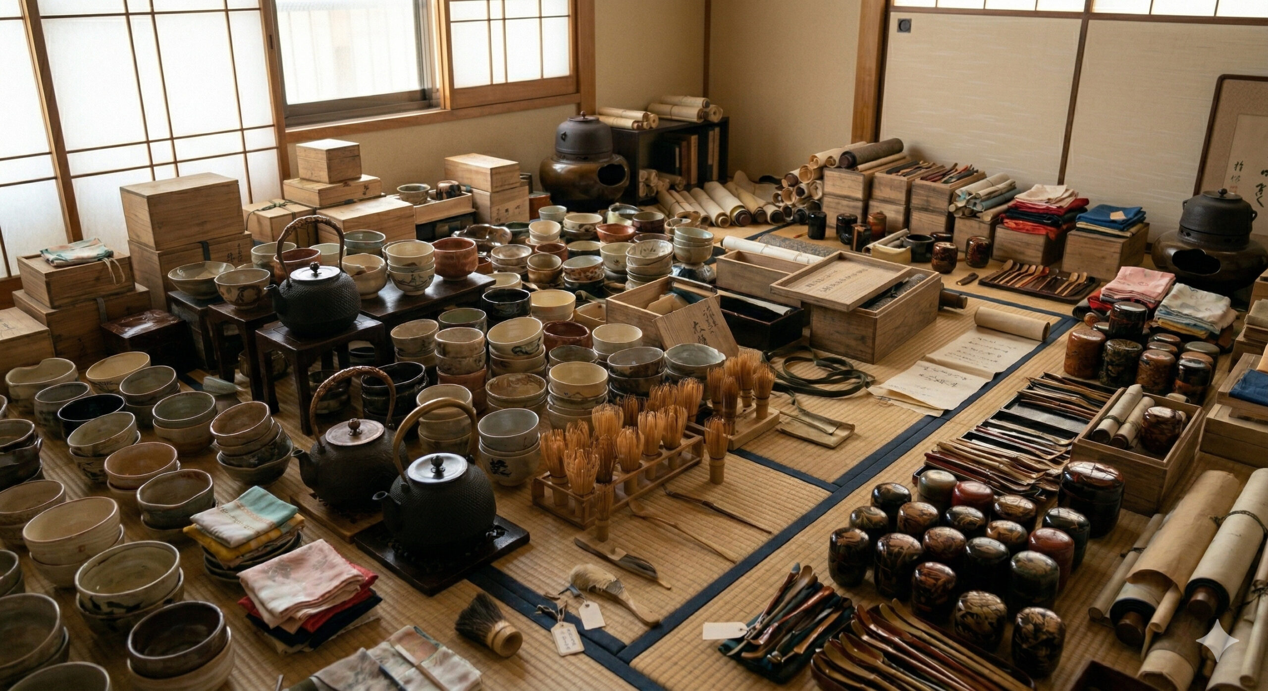 多数の茶道具