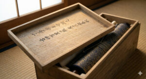 掛け軸の箱の蓋の文字