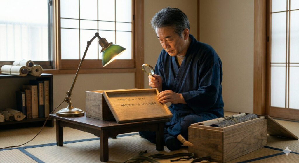 拡大鏡を持つ鑑定士